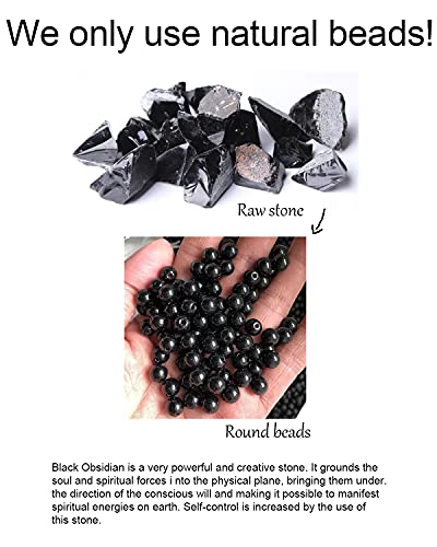 Jewever Black Obsidian Anklet Bracelet For Women Crystals And Healing Stones Beach Foot Beaded Adjustable(8.5-10 Inches) #TOP2