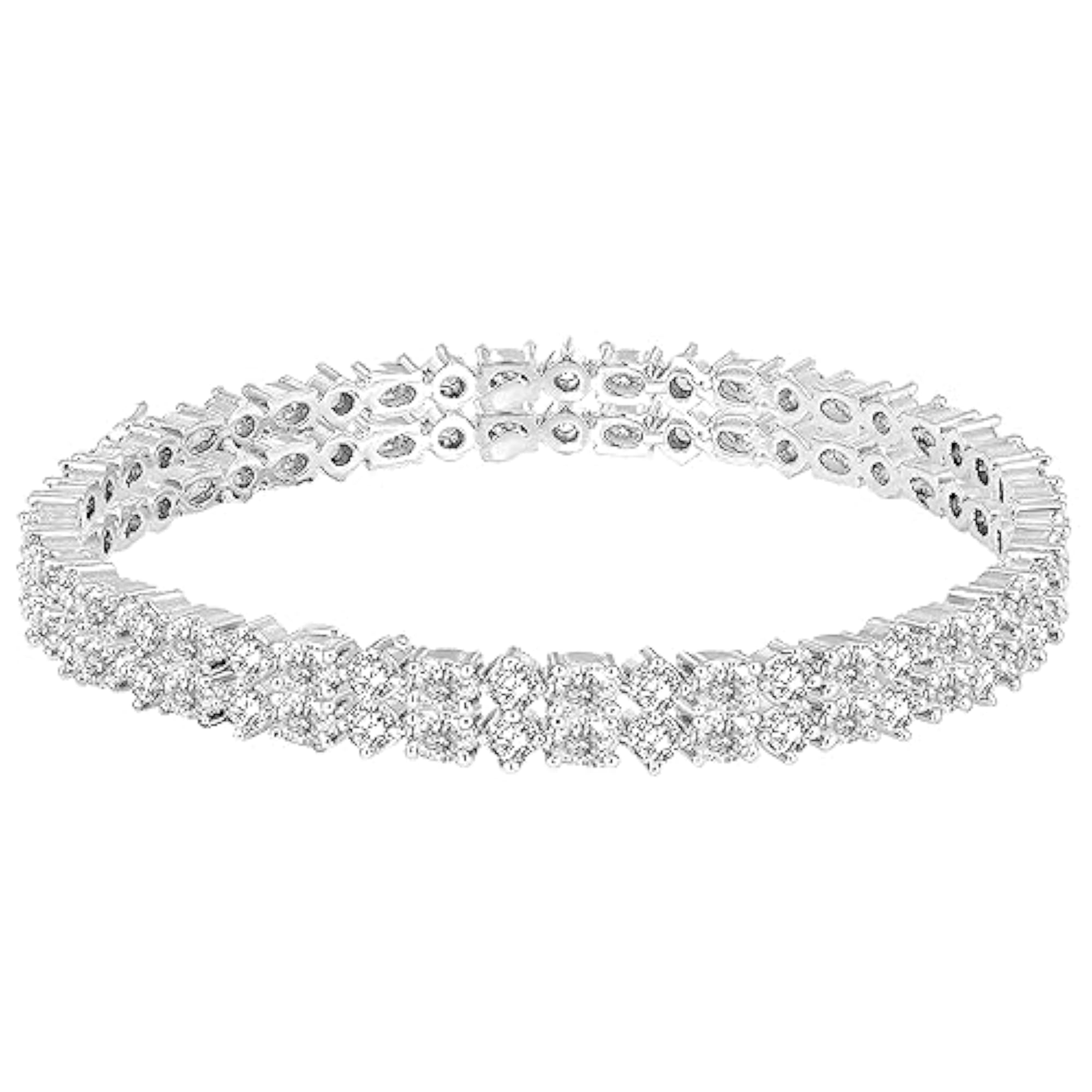 Silver Plated White Cubic Zirconia Studded Fancy Bangle Set