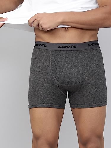 Image of Levi's 001 Classic Boxer Brief for Men | 100% Pure Cotton | Solid | Mid-Rise Men's Underwear | Anti-Roll Waistband | Durable Comfort with Extra Supportive Gusset | Functional Fly | Pack of 2