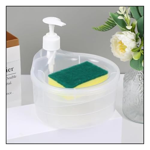 Image of 2 in 1 Multifunctional Plastic Liquid Soap Dispenser & Dish Washing Scrubber Sponge Holder