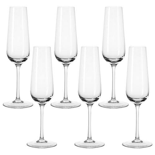 Leonardo Ciao+ Sekt-Gläser, Sekt-Kelch mit gezogenem Stiel, spülmaschinenfeste Prosecco-Gläser, 6-er Set, 280 ml, 061445