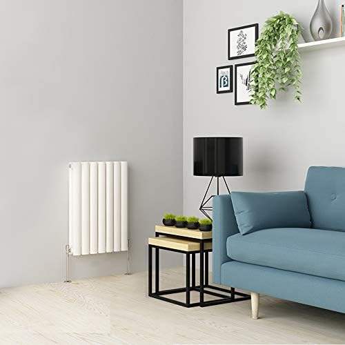 Warmehaus Horizontal Column Designer Radiator Oval Flat Panel Double White 600 x 590mm - Modern Central Heating Space Saving Radiators - Perfect for Bathrooms, Kitchen, Hallway, Living Room