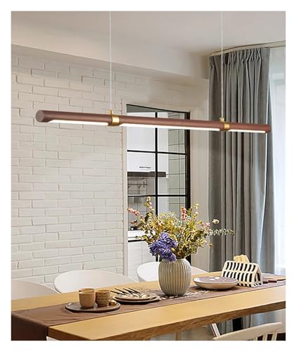 Lustres métal haut de gamme grain de noyer luminaire suspendu long