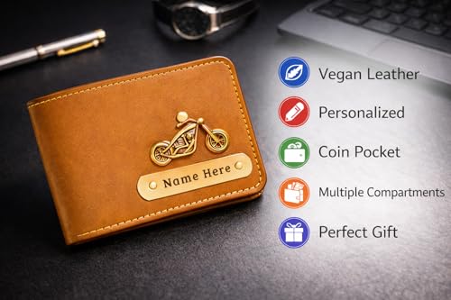 Image of SCPmarts Premium Personalized Wallet for Men with Name & Charm - Stylish Personalized Wallet with Multiple Card Slots & Durable Finish - Ideal Gift for Birthday, Anniversary (Tan Brown)