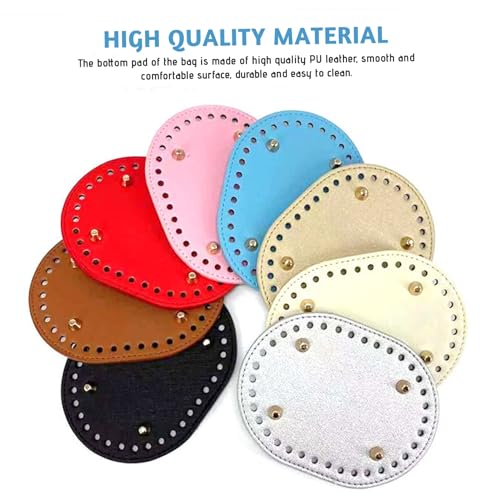 Bases para bolsos de crochet, 18 piezas de cuero ovaladas de 14.5x10 cm con remaches 3