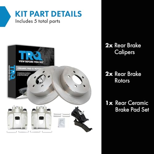 Image of TRQ Rear Brake Pad and Rotor Set Ceramic Calipers Compatible with 2001 Ford Explorer Mountaineer