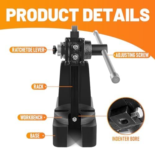 Solid Cast Iron 2 Ton Arbor Press, 8.5" Capacity Manual Desktop Press Machine for Bearing Removal, Metal Stamping, Grommet Setting & Leathercraft, Hardened Steel Ram Tool