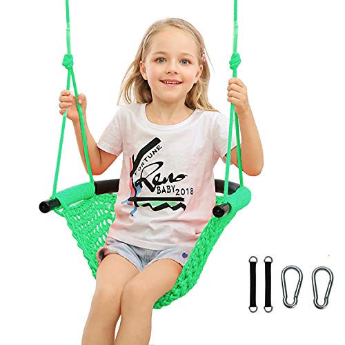 Kids Swing Seat-Outdoor Tree Swing with Hanging Straps. Great for Playground Swing, Backyard, Porch and Playroom (Green)