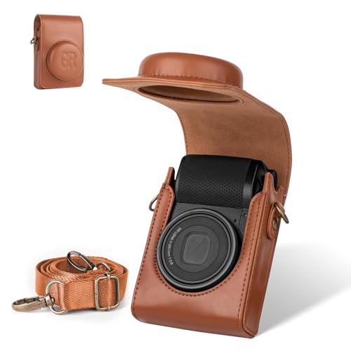 Funda para cámara Ricoh GR IV en cuero PU marrón