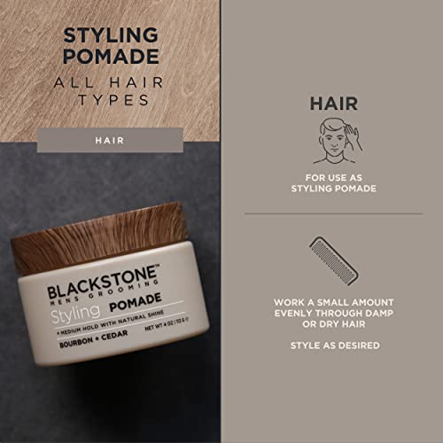 Blackstone Men's Grooming Hair Styling Pomade - Medium Hold with Natural Shine | Bourbon + Cedar (4 oz) - image 4