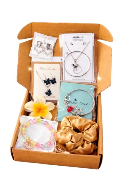 Elegant Jewelry Gift Box Set for Girls & Women with Necklace, Bracelet, Earrings & Satin Scrunchie – Cute Fashion Accessories Combo for Birthday Gifts-image-48
