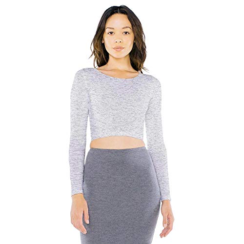American Apparel 8379W Ladies' Cotton Spandex Long Sleeve Crop Top Heather Grey