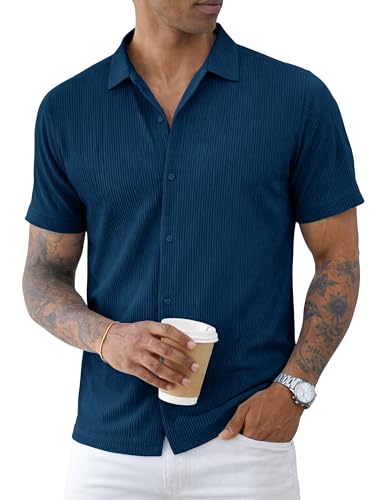 Image of Nobel Monk Men's Solid Casual Shirt |Half Sleeve | Regular Fit |Stylish Shirt for Men