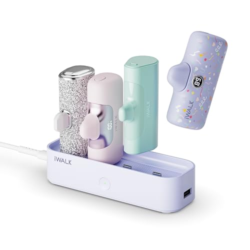 Image of iWALK Charger Station for iWALK Portable Charger 4500mAh, 4800mAh, 5000mAh Power Bank for iPhone Charging Station Multiple USB-C Family-Sized Charger Station for Home(Station Only), Purple