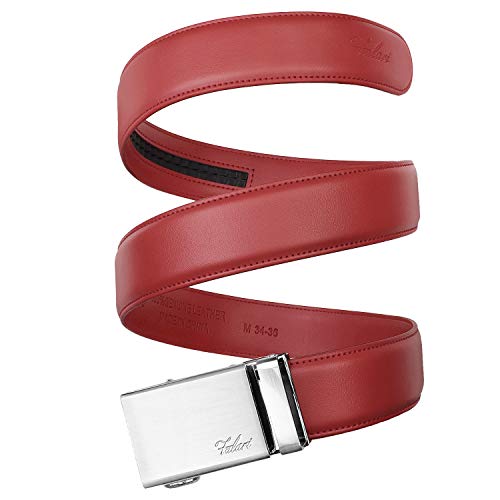Image of Falari Men Unisex Genuine Leather Ratchet Dress and Casual Belt, Automatic Sliding Buckle, Trim to Fit