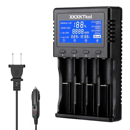 XKXKTkol 18650 Battery Charger 4-Bay LCD Display