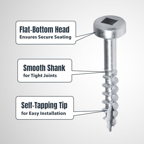 Image of POWERTEC 200 PK Pocket Hole Screws, Pan-Head, #2 Square Drive, 1 inch Coarse Thread for Pocket Hole Jig, Drawer & Picture Frame (72261)
