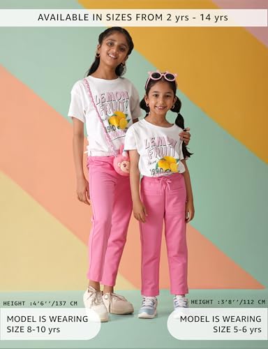Image of Amazon Brand - Symbol Kids Girls Cotton Blend Straight Fit Track Pant