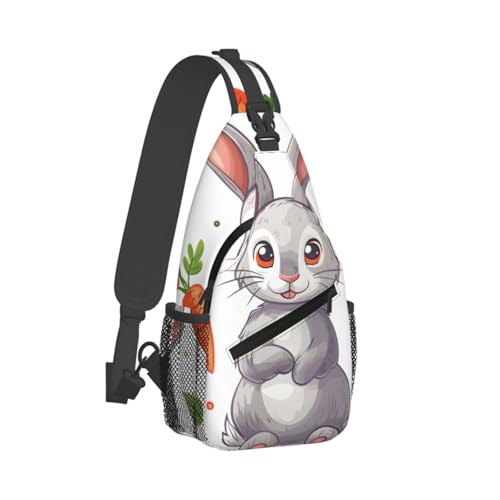 Bolso Sling con Estampado Gray Bunny Carrot para Unisex miniatura 2