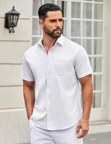 Image of COOFANDY Mens Short Sleeve Casual Button Down Shirts Summer Untucked Dress Shirts with Pocket
