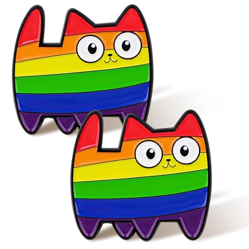 Colorich 2 Stück Regenbogen Pride Pins Set, Pins Anstecker Katzen, Rainbow Badge, Regenbogen Accessoires, Pin Emaille für Rucksäcke Jacken und Hüte, Pride Accessoires