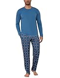 Litherday Pigiama Uomo Invernale Caldo Cotone Lungo Pigiama a Maniche Lunghe Pantaloni Pigiami Due Pezzi da Uomo Morbido Loungewear