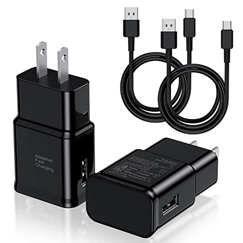 Type C Charger Fast Charging, 2 Pack USB C Android Phone Wall Charger Block & 3ft Charge Cable Cord, for Samsung Galaxy S8 / S9 / S10 Plus Active S10e, S20 / S21 Ultra Plus, Note 8 9 10, Pixel 3 etc