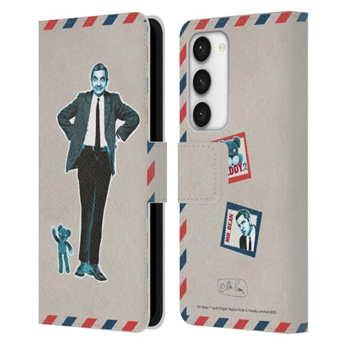 Étui portefeuille Samsung S23 5G Mr. Bean Carte Postale de Londres en cuir Head Case Designs