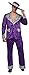 Maxim Party Supplies Adult Player Mack Daddy Hustler Costume Velvet Suit Includes Hat, Suit Jacket, Pants, Gold Chain (Medium/Large, Purple)