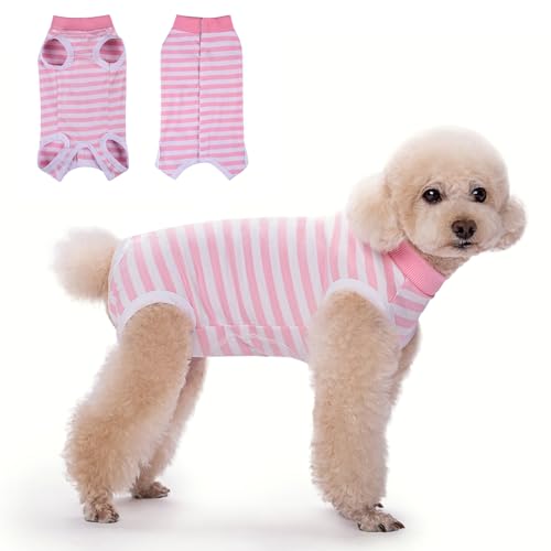 TQFlow Hundbody Nach Op, Body Hund Kastration Wundschutzanzüge Hündin Rüde, Wundschutz Professioneller Pet Recovery Suit, Operationsbody Hund Body Atmungsaktiv Hunde Einteiler (Rosa,XS)