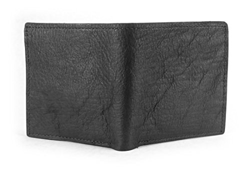 Black Genuine Bison Leather Hipster Wallet Handmade with 12 Card Slots - Image 3