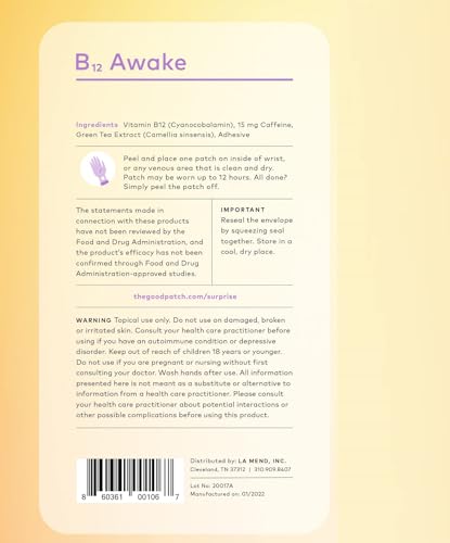 The Good Patch B12 Awake Patch, Natural Patch with Caffeine, B12, and Green Tea Extract, Plant Powered Wearable Wellness (8 Total Patches) - Image 3