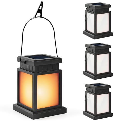 GIGALUMI Solar Lanterns Outdoor Waterproof, 4 Pack Hanging Solar Lanterns