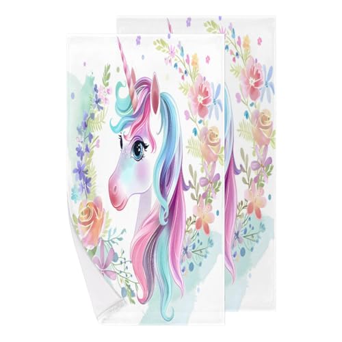 Pack de 2 Súper Suave Pareo Animal Bonito Caballo Unicornio Flor Toalla de Playa Toalla de Camping para Gimnasio,Viajes,Vacaciones 40X70cm