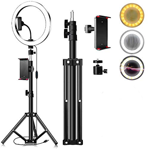 Black Friday - 50% OFF iFCOW LED Ring Light, 26cm LED Ring Light Dimmable LED Live Video Ring Light Set with Tripod Tablet Clip