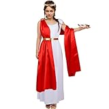 Marfestiva Greek Goddess Costume Toga Costume Women Red Dress Sheer Women's Grecian Mythology Adult Party Costume with Headband Belt Shawl accessories Halloween