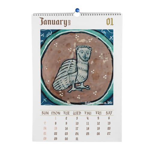 フクロウ カレンダー 2024、フクロウ 2024 壁掛けカレンダー, 面白い中世のフクロウの絵画カレンダー 2024, 30x21cm 醜い中世のフクロウ 2024 12 か月プランナー フクロウ 鳥 ギフト