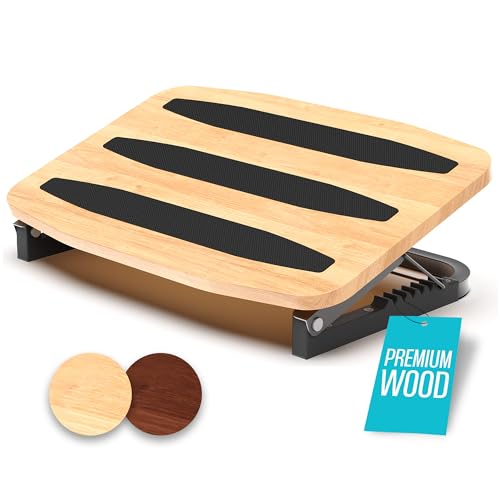 Image of Adjustable Under Desk Foot Stool - Ergonomic Foot Rest with 7 Angles - Natural