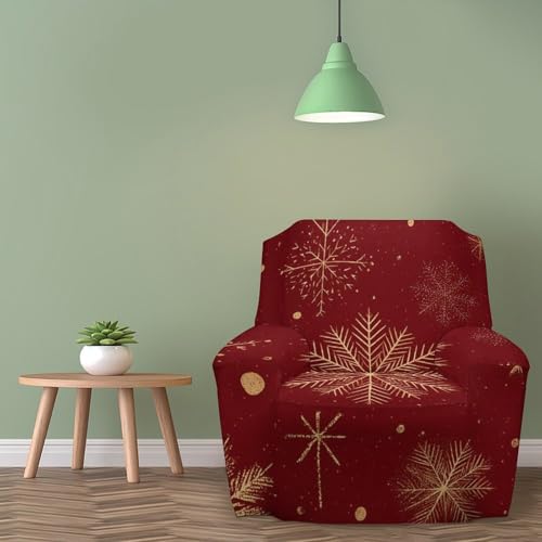 Housse de fauteuil de salon chaleureuse motif flocon doré extensible