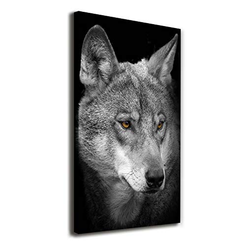 Impression sur toile loup 60x120 tableau décoration murale salon chambre image animaux moderne