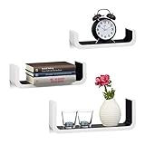Zweifarbiges Set: Das mehrteilige Set besteht aus 3 U-förmigen Wandregalen, die sich perfekt ergänzen - Regale in 3 verschiedenen Größen - Die Regale des 3er Sets sind Weiß mit schwarzer Innenfläche