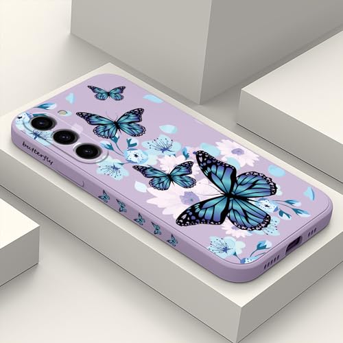 Coque Samsung S23 Plus papillon aurore violet en silicone fin
