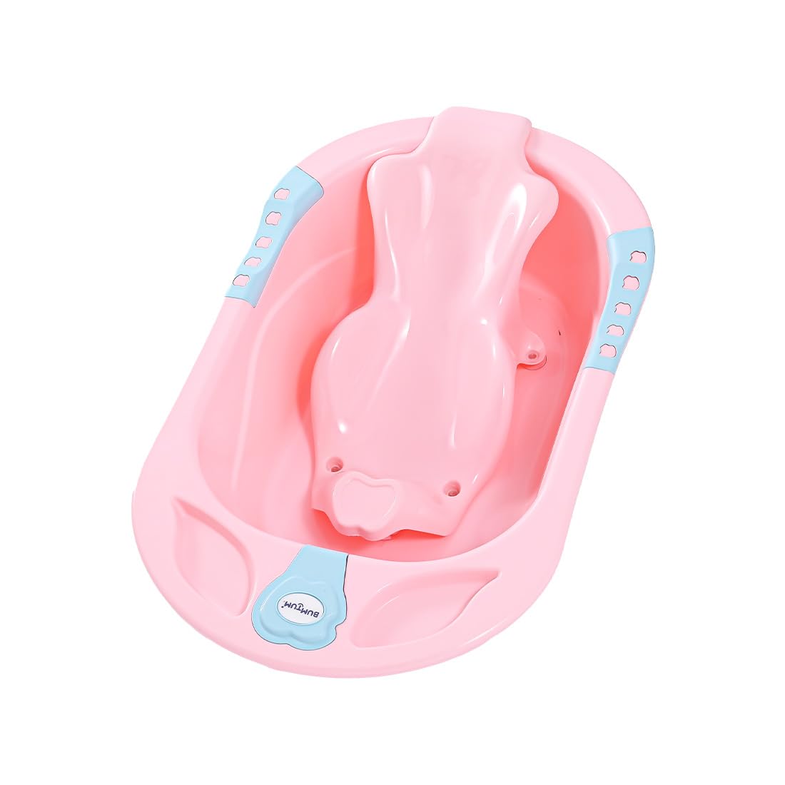 BUMTUM Baby Bathtub & Anti Slip Baby Plastic Bath Chair | Bathtub with Drain Plug, Baby Bath Seat/Sling with Non Slip Suction Base for Babies, Infant & Toddlers(Pink)-image-49