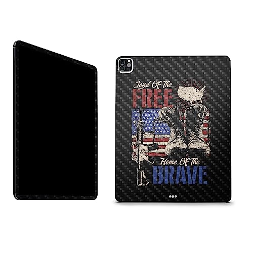 Image of MightySkins Carbon Fiber Skin Compatible with Apple iPad Pro 12.9 inch M2 6th Gen (2022) Full Wrap Kit - Land of The Free | Protective Durable Textured Carbon Fiber Finish | Easy to Apply Made in The USA