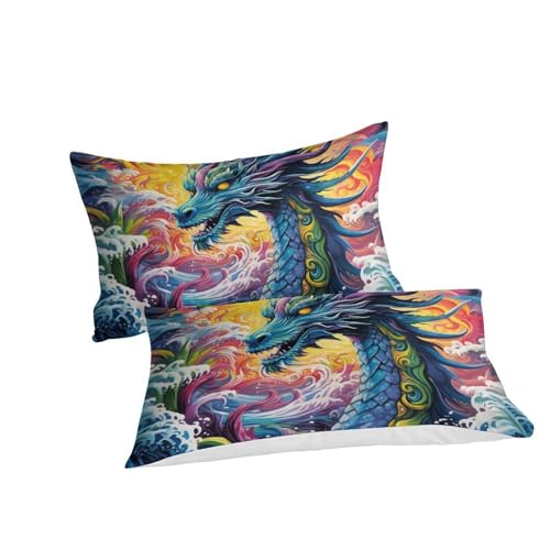 Housse de couette dragon avec impression 3D relief en microfibre douce double - 3
