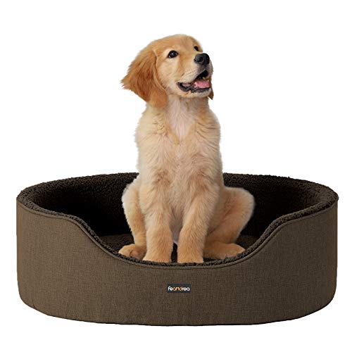Feandrea Hundebett, Hundekorb, Wendekissen, 83 x 63 x 27 cm, braun PGW032K01