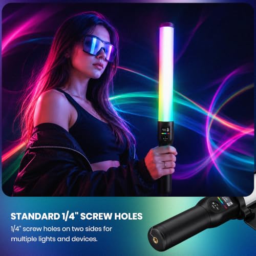Image of Simpex LS500R RGB LED Photography Light Stick | Rechargeable Video Light with 360 Full Color RGB, 2700K-7500K Bi-Color, CRI 96+, 15 FX Effects, Music Sync Mode for YouTube, Vlogging, Photography