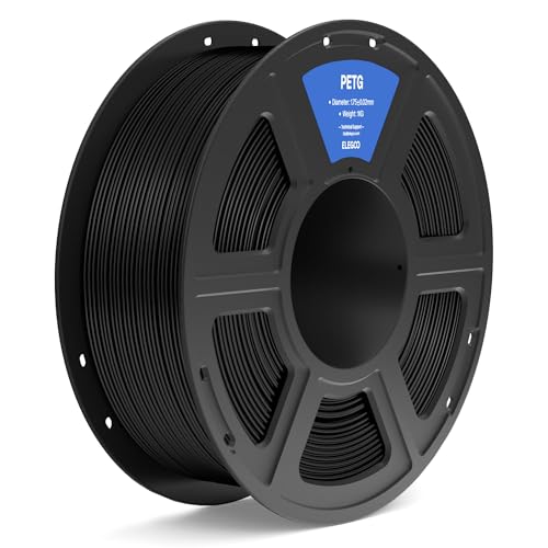 ELEGOO PETG Filament 1.75mm Black 1KG 3D Printer Filament Dimensional Accuracy +/- 0.02 mm 1kg Spool(2.2lbs) Fits for Most FDM 3D Printers