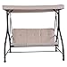 TANGKULA Converting Outdoor Swing Patio Porch Garden Swing with Comfortable Cushion Seats, Adjustable Canopy & Coated Steel Frame Patio Swing 3 Seats Patio Deck Furniture (Beige)