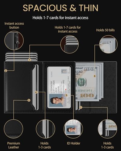 Image of typecase AirTag Wallet for Men: Compatible with Apple AirTag (1st & 2nd Generation), RFID Blocking, Genuine Leather, Slim & Minimalist Design - 14 Card Capacity | ID Window | Cash Slot (Dark Black)